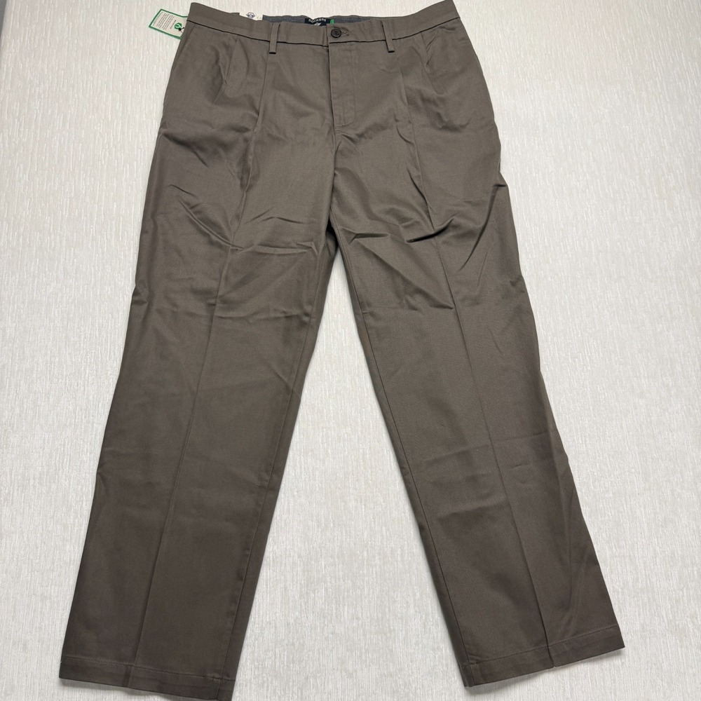 Dockers Signature Iron Free Khaki Pants Mens 36x30 Brown Stain Defender Classic